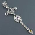 Sterling Silver Multi-gemstone Long Pendant (India)