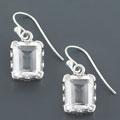 Sterling Silver 8ct White Crystal Dangling Earrings (India)
