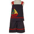Picture Me Toddler Girl's 2-piece Navy Dot Capris Set