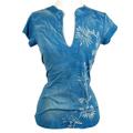 Women's Mandarin Neck Weed Print T-shirt