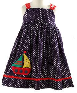 Picture Me Girl's Navy Dot Dress