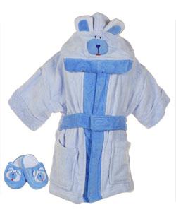 BT Kids Boy's Blue Bear Robe and Slipper Set (Size 2T-7)