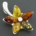 Sterling Silver Multicolor Baltic Amber Pendant (Poland)