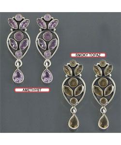 Sterling Silver Multi-gemstone Earrings (India)
