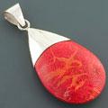 Red Sea Coral Silver Teardrop Pendant (Indonesia)