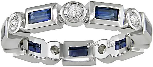 18k Gold 1/3ct TDW Diamond and Sapphire Eternity Ring (Size 6.5)