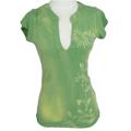 OMgirl Short-sleeve Mandarin Nk Tee with Weed Print