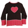 Mulberribush Girl's Black and Pink Heart Sweater
