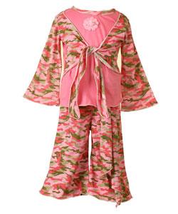 Sophia's Girl's Pink Camouflage Capri Set