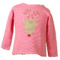 Mulberribush Girl's Pink Reindeer Sweater