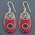 Red Sea Coral Oval Earrings (Indonesia)