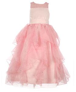 Sophia's Style Girl's Pink Tier Flower Girl Dress