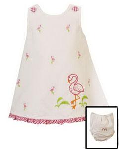 Rare Editions Infant's White 2-piece Flamingo Dress