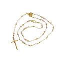 14k Gold Overlay Three-tone Rosary Necklace (Mexico)