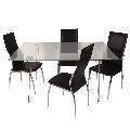 Medallion 5-piece Dining Table with Black Chairs