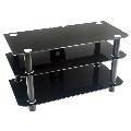 Contemporary 42-inch Black Glass TV Stand