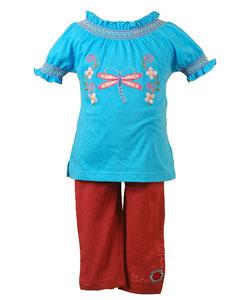 Flapdoodles Turquoise Toddler Girl's Legging Set