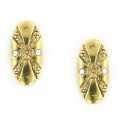 Goldtone Crystal Oval Button Earrings