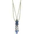 Brasstone Blue Stone Tassel Drop Necklace