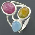 Tourmaline and Chalcedony Sterling Silver Ring (India)
