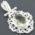 Sterling Silver Green Amethyst Pendant (India)