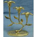 Flower-style 3-branch Brass Candelabra (India)