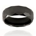 Polished Faceted Black-plated Tungsten Ring