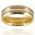 Beveled Edge Goldplated Tungsten Men's Ring