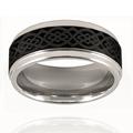 Black-plated Tungsten Men's Laser Design Ring