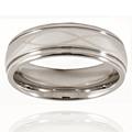 Grooved Polished Tungsten Ring with Laser Design