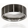 Grooved Brushed and Polished Black-plated Tungsten Ring
