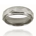 Ridged Edge Polished Faceted Tungsten Ring