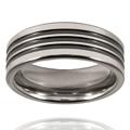 Grooved Polished Black-plated Tungsten Ring