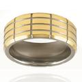 Beveled Edge Grooved Gold Plated Tungsten Ring