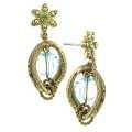 Brass Aqua Dreams Floral Serpentine Drop Earrings