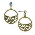 Brass and Aqua Dreams Embellished Hoop Earrings