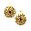 Goldtone Filigree Disk Drop Earrings