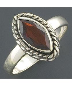 Garnet Sterling Silver Solitaire Ring (India)