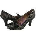 Irregular Choice IN And Out Silver Metallic Printed Leather/ Black Grosgrain