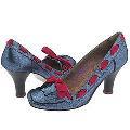 Irregular Choice IN And Out Blue Metallic Printed Leather/ Fuschia Grosgrain