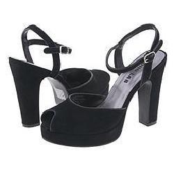 Soho Lab Dishy Black Suede Peep Toe