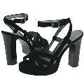 Soho Lab Zoe Black Suede Stripy Sling Dress Sandal