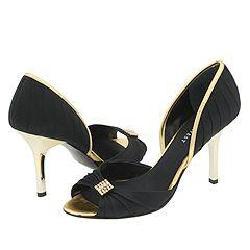 Nine West Jellzey Black/Gold Satin