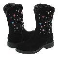Nina Kids Two Step Cowgirl Boot (Toddler/Youth Black Suede