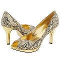 AK Anne Klein Esteria Gold Snake Suede