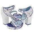 Irregular Choice Rocki Blue Pinstripe with flower fabric/White/Blue