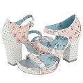 Irregular Choice Rocki Pink Pinstripe with flower fabric/White/Silver