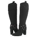 J Lo Metal Black Leather Knee-High Boots