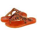 Pom d' Api Bahia Thong (Toddler/Youth) Orange Leopard Print