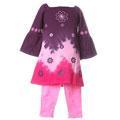 Flapdoodles Girl's Purple 2-piece Tie-dye Outfit
